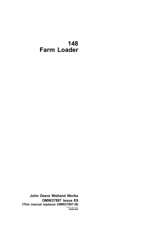 John Deere 148 Farm Loader Operator’s Manual Instant Download (Publication No.OMW37997)