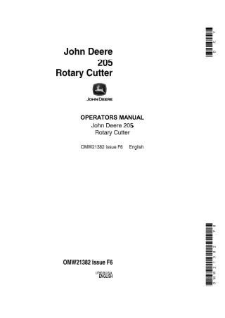 John Deere 205 Rotary Cutter Operator’s Manual Instant Download (Publication No.OMW21382)