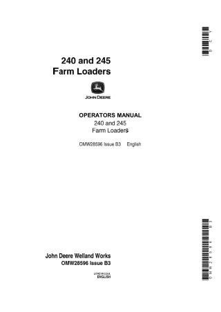 John Deere 240 and 245 Farm Loader Operator’s Manual Instant Download (Publication No.OMW28596)