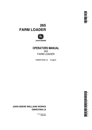 John Deere 265 Farm Loader Operator’s Manual Instant Download (Publication No. OMW37959)