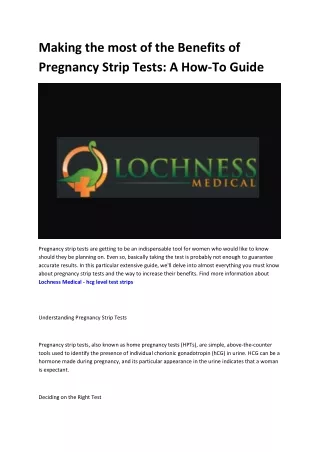 Lochness Medical - pregnancy test strips