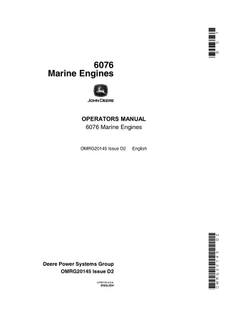 John Deere 6076 Marine Engines Operator’s Manual Instant Download (Publication No.OMRG20145)