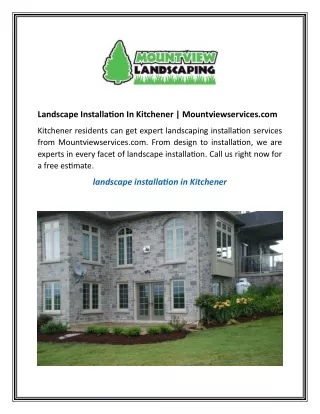 Landscape Installation In Kitchener  Mountviewservices.com