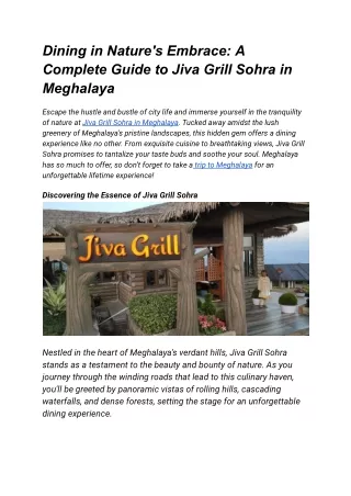 Dining in Nature's Embrace_ A Complete Guide to Jiva Grill Sohra in Meghalaya