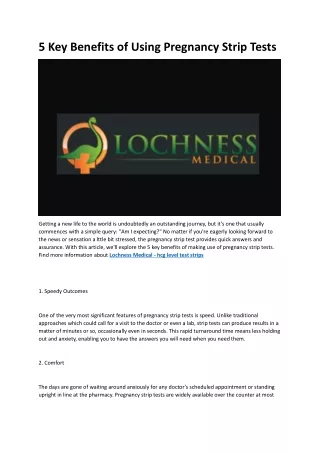 Lochness Medical - strip pregnancy test