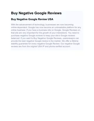 Buy Negative Google Reviews