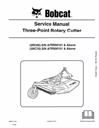 Bobcat 3RC60 Three-Poing Rotary Cutter Service Repair Manual SN A7RR00101 And Above