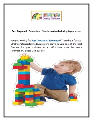 Best Daycare In Edmonton  Strathconatenderlovingdaycare.com