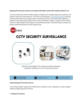 Exploring CCTV Security Cameras across Dubai, Abu Dhabi, and the UAE.