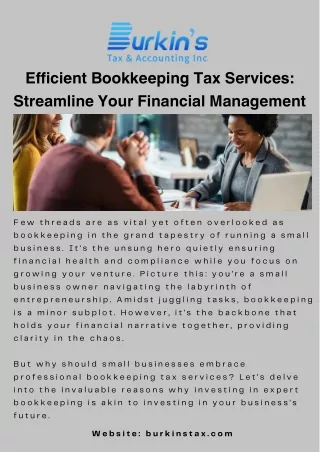 Efficient Bookkeeping Tax Services Streamline Your Financial Management