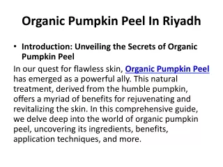 Organic Pumpkin Peel In Riyadh