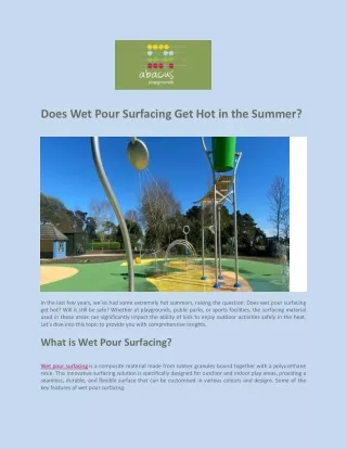 Does Wet Pour Surfacing Get Hot in the Summer - Abacus Playgrounds