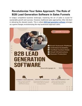 Revolutionize Your Sales Approach_ The Role of B2B Lead Generation Software in Sales Funnels