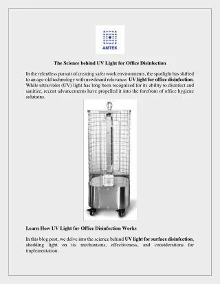 The Science behind UV Light for Office Disinfection