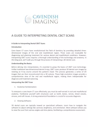 A Guide to Interpreting Dental CBCT Scans - Cavendish Imaging