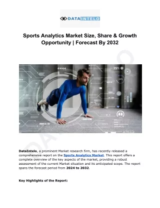 Sports Analytics Market I Global Outlook and Forecast 2024-2032