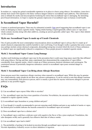 Is Secondhand Vapor Dangerous? Debunking Myths and Misconceptions