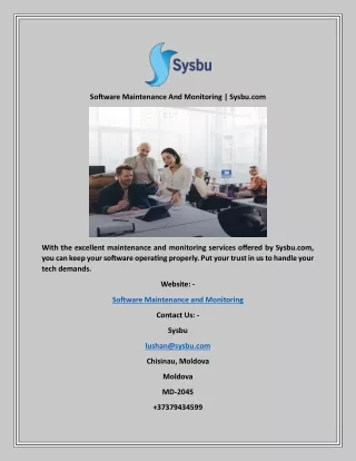 Software Maintenance And Monitoring  Sysbu