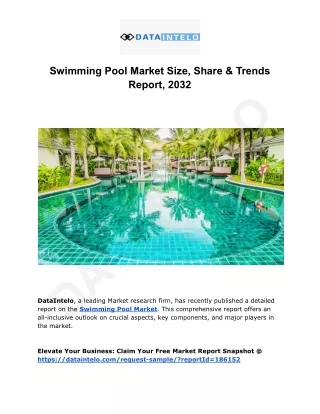 Swimming Pool Market Size, Share, Growth and Forecast