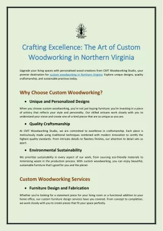 Crafting Excellence: The Art of Custom Woodworking in Northern Virginia