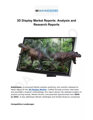 3D Display Market I Global Outlook and forecast 2024-2032