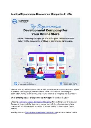 Leading Bigcommerce Development Companies In USA kusheldigi