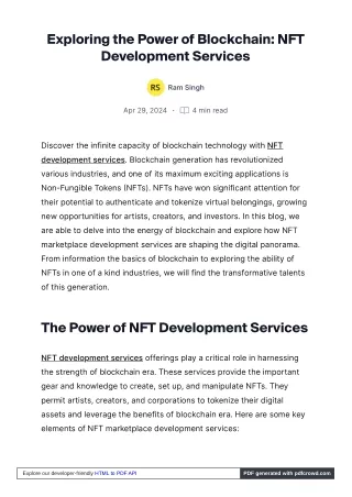 Unveiling the Potential of Blockchain NFT Development Services