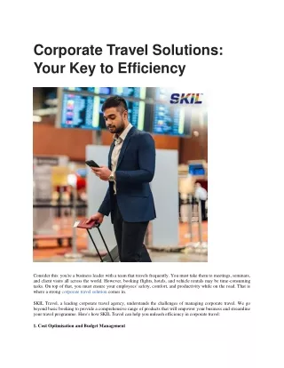 Corporate Travel Solutions- Your Key to Efficiency