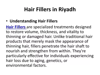 Hair Fillers in Riyadh