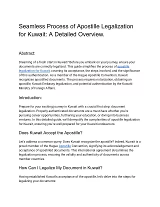 Seamless Process of Apostille Legalization for Kuwait_ A Detailed Overview