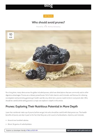 Prunes and Health. Who Should Be Cautious?