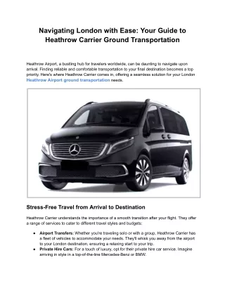 Heathrow Carrier Ground Transportation