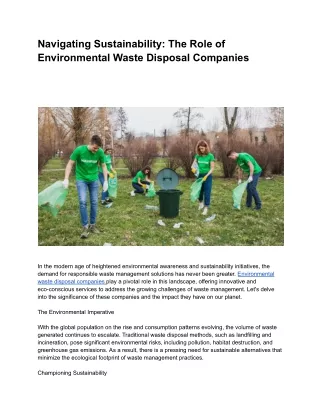 Environmental Waste Disposal Companies