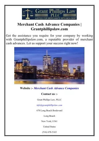 Merchant Cash Advance Companies Grantphillipslaw