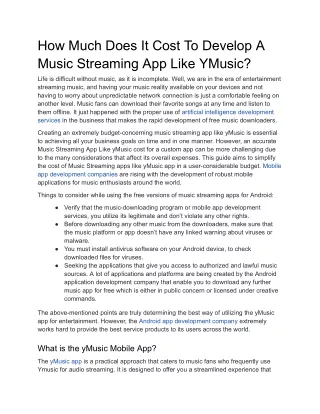 How Much Does It Cost To Develop A Music Streaming App Like YMusic