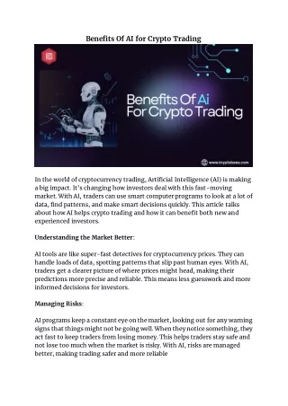 Benefits Of AI for Crypto Trading Bot Development