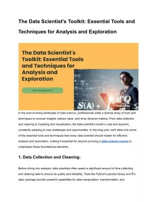 The Data Scientist's Toolkit_ Essential Tools and Techniques for Analysis and Exploration