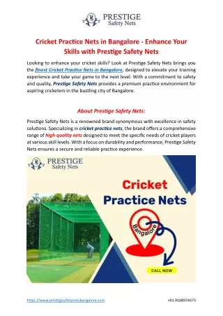 Cricket Practice Nets in Bangalore