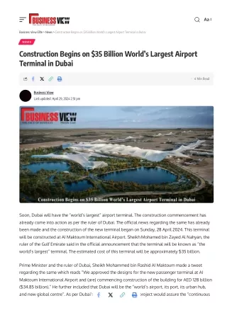 Construction Begins on $35 Billion World’s Largest Airport Terminal in Dubai