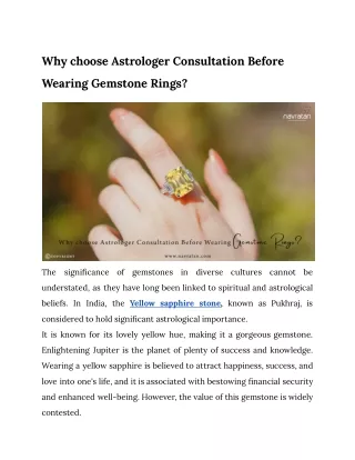 Why choose Astrologer Consultation Before Wearing Gemstone Rings