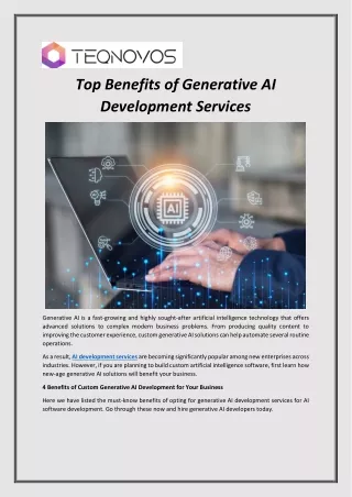 Top Benefits of Generative AI Development Services