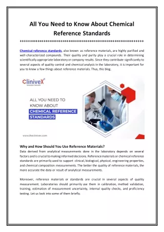 All You Need to Know About Chemical Reference Standards