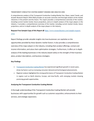 TRANSPARENT CONDUCTIVE COATING MARKET