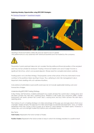 Exploring Intraday Opportunities using BTST/STBT Strategies