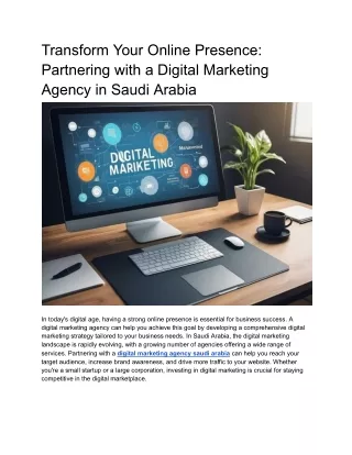 Transform Your Online Presence Partnering with a Digital Marketing Agency in Saudi Arabia