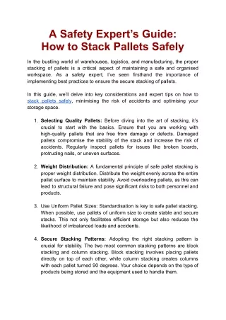 A Safety Expert’s Guide: How to Stack Pallets Safely