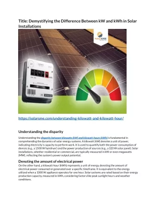 Demystifying the Difference Between kW and kWh in Solar Installations