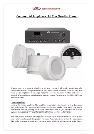 Pure Resonance Audio - Commercial Amplifiers: All You Need to Know!