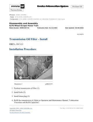 Caterpillar Cat 627G WHEEL SCRAPER (Prefix AYK) Service Repair Manual (AYK00001 and up)