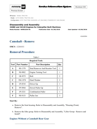 Caterpillar Cat 637D WHEEL TRACTOR (Prefix 26W) Service Repair Manual (26W00001 and up)